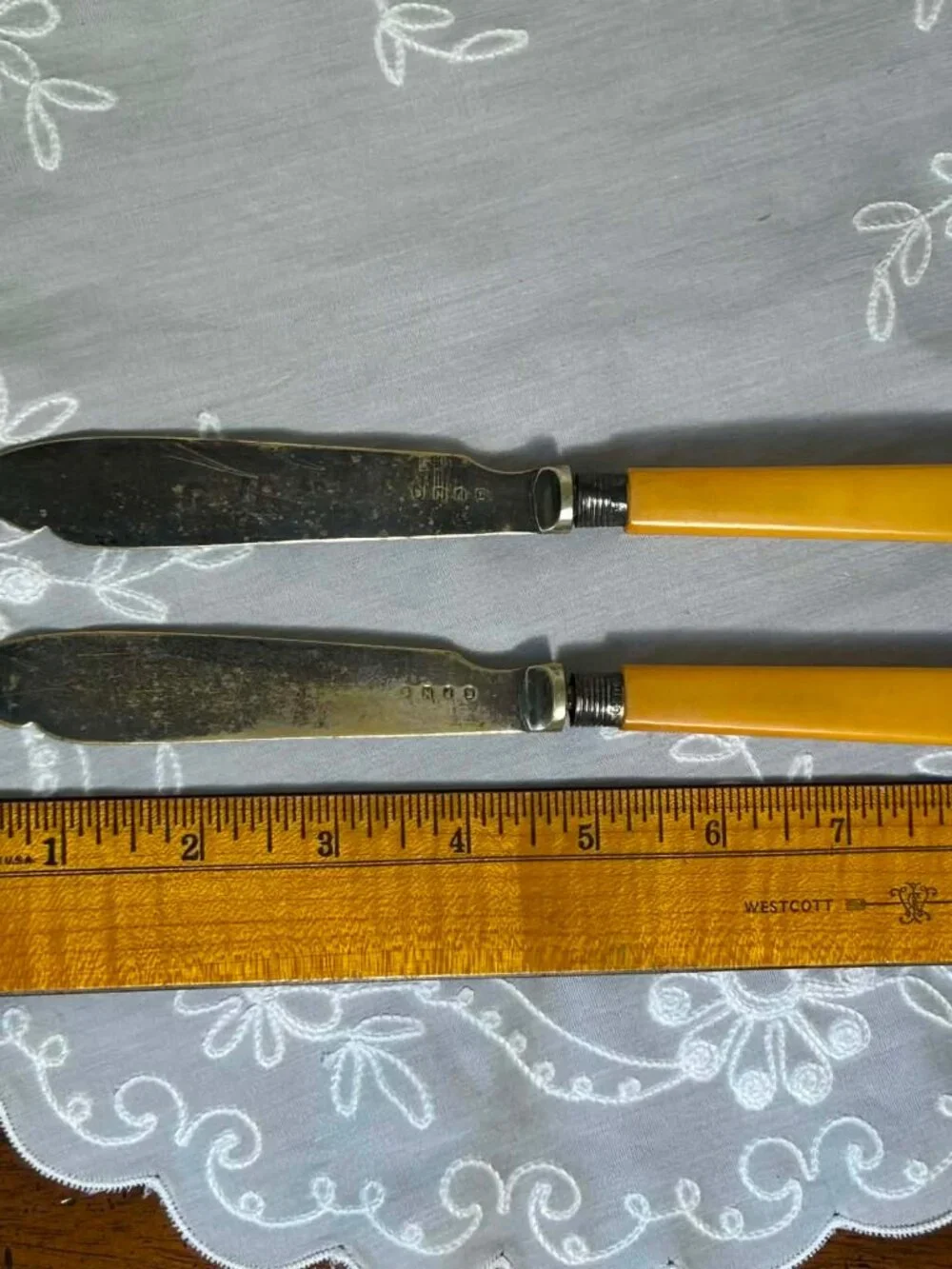 Pair of Antique Victorian Silver-Plated Engraved Fish Knives